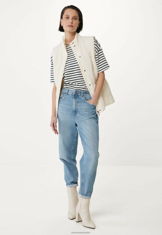 Mexx Striped Short Sleeve T-shirt Beige 0T44H19 Women