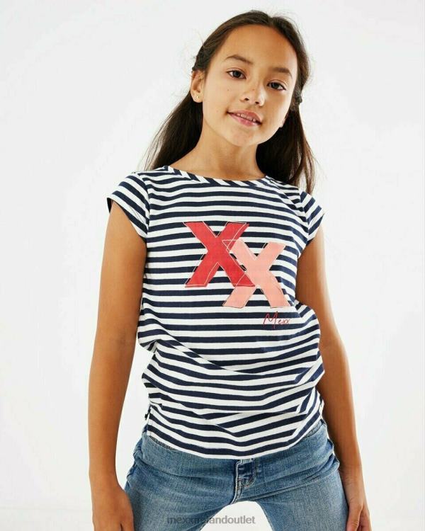 Mexx Striped artwork t-shirt Navy Blue 0T44H874 Girls