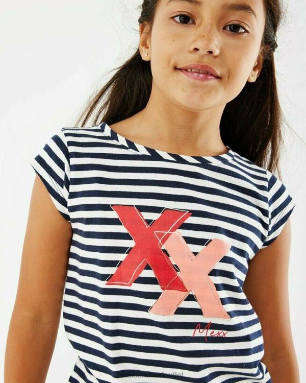 Mexx Striped artwork t-shirt Navy Blue 0T44H874 Girls