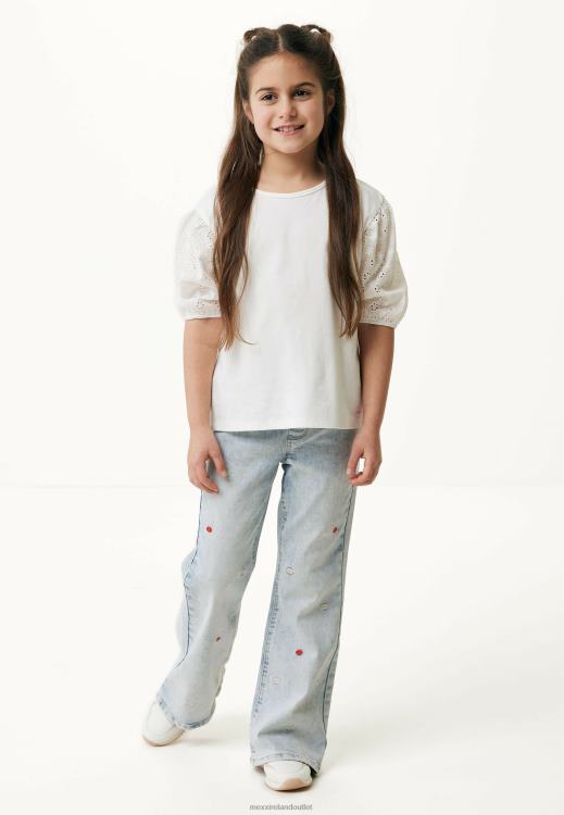 Mexx T-shirt Broidery Sleeves Off White Beige 0T44H765 Girls