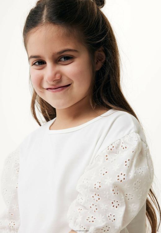 Mexx T-shirt Broidery Sleeves Off White Beige 0T44H765 Girls