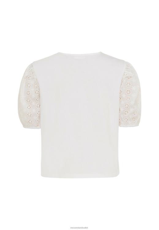 Mexx T-shirt Broidery Sleeves Off White Beige 0T44H765 Girls