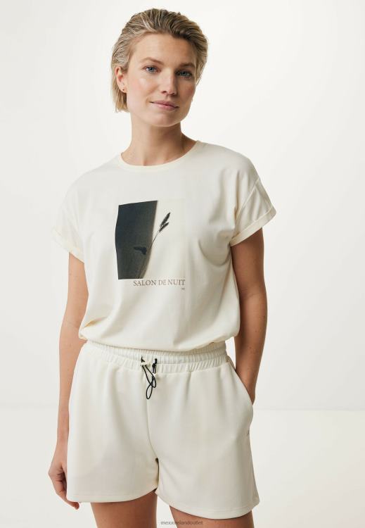 Mexx T-shirt Roll Up Sleeve Off White Beige 0T44H142 Women