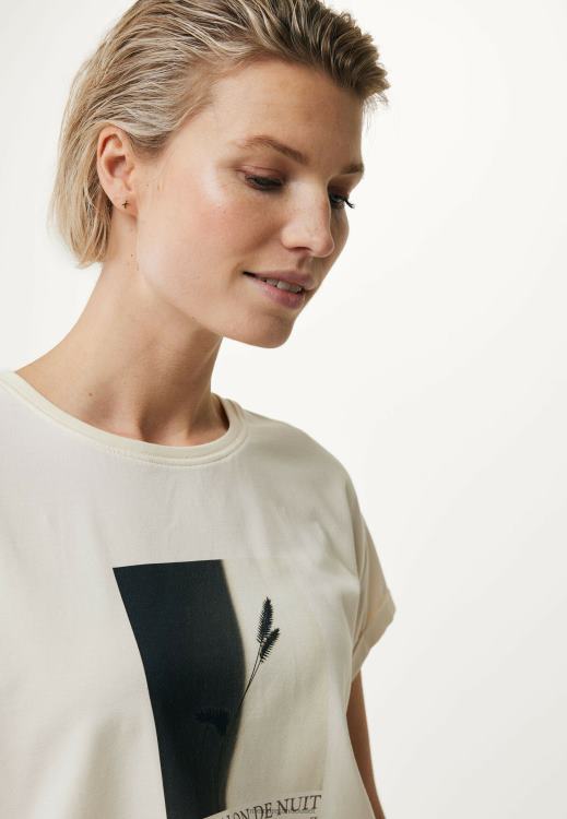 Mexx T-shirt Roll Up Sleeve Off White Beige 0T44H142 Women