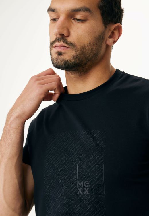 Mexx T-shirt Short Sleeve Rubber Print Black Schwarz 0T44H489 Men