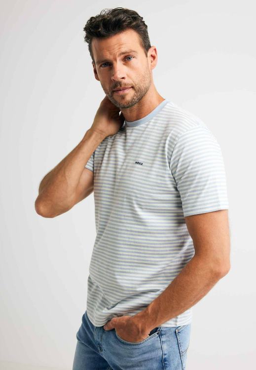 Mexx T-shirt striped Light Blue 0T44H513 Men