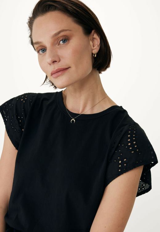 Mexx Top Broidery Sleeves Black Beige 0T44H15 Women