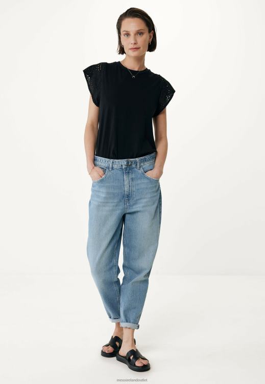 Mexx Top Broidery Sleeves Black Beige 0T44H15 Women