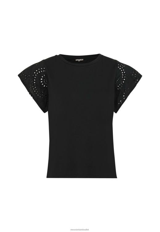 Mexx Top Broidery Sleeves Black Beige 0T44H15 Women