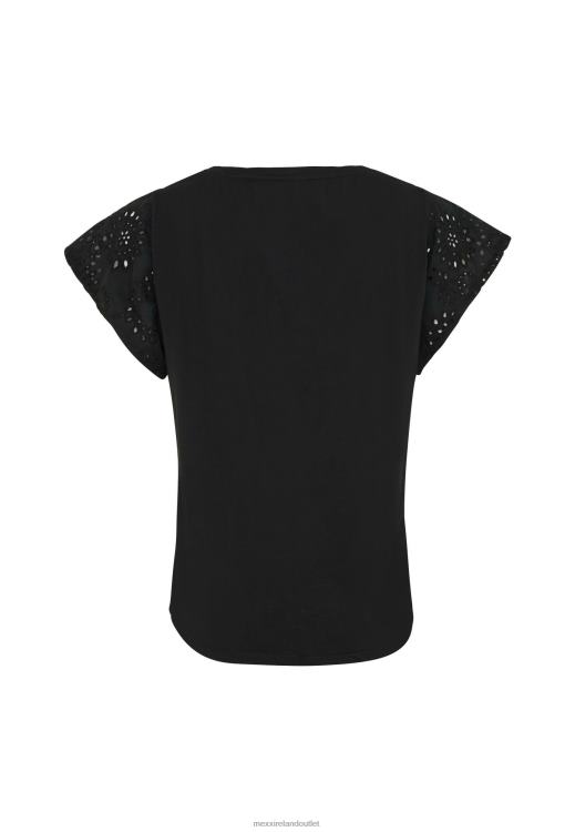 Mexx Top Broidery Sleeves Black Beige 0T44H15 Women