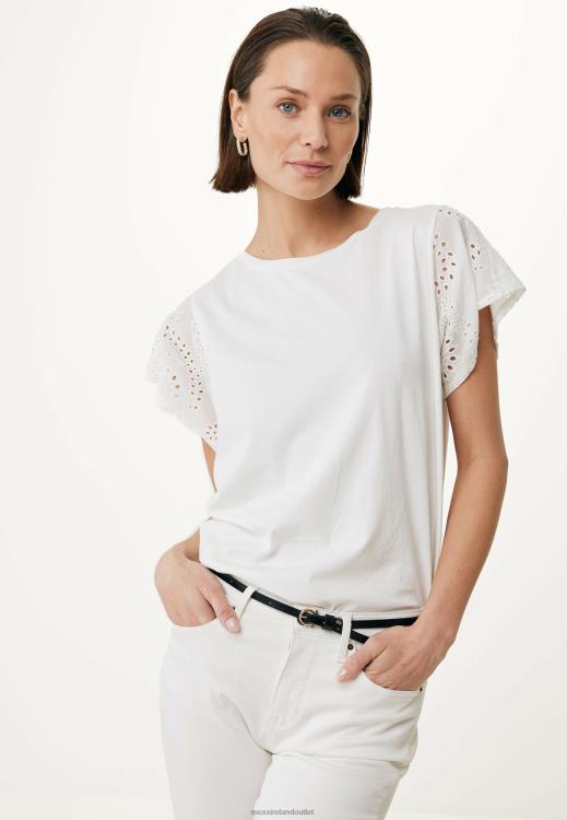 Mexx Top Broidery Sleeves Off White Beige 0T44H2 Women