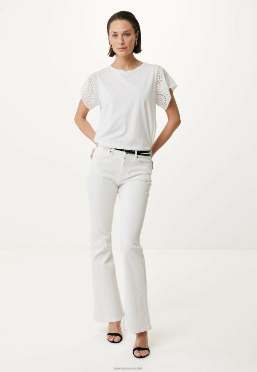 Mexx Top Broidery Sleeves Off White Beige 0T44H2 Women