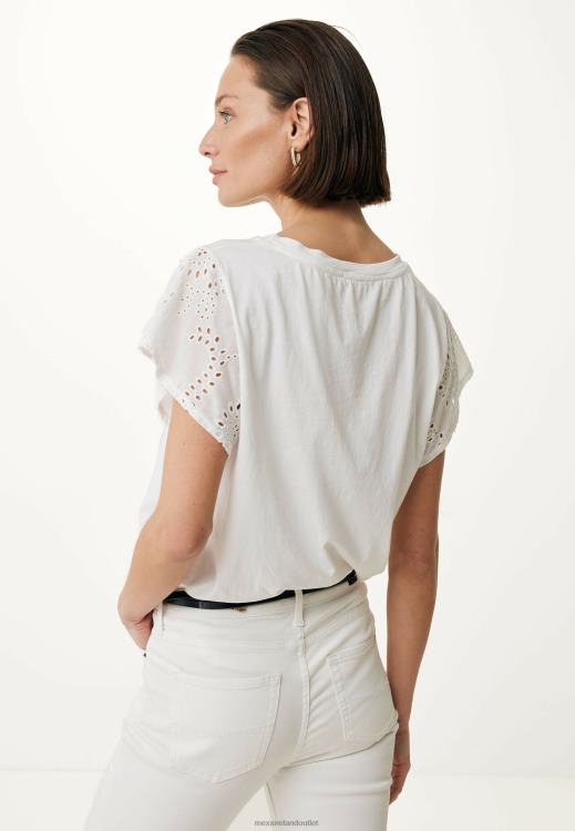 Mexx Top Broidery Sleeves Off White Beige 0T44H2 Women