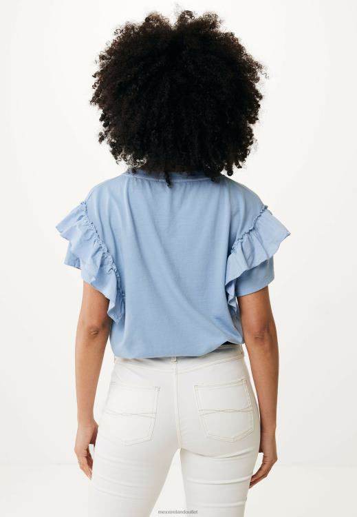 Mexx Top Ruffle Sleeves Baby Blue 0T44H43 Women