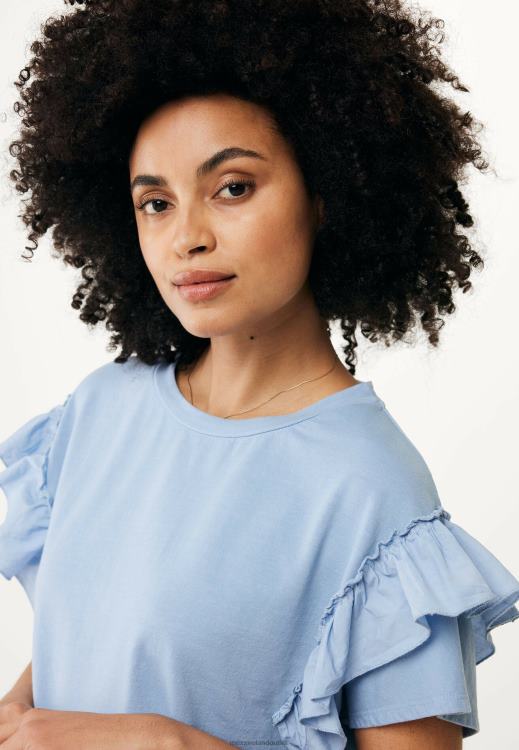 Mexx Top Ruffle Sleeves Baby Blue 0T44H43 Women