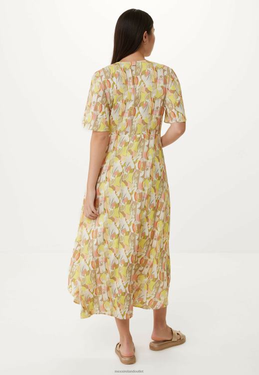 Mexx Wrap Dress Short Sleeves Lime Yellow 0T44H83 Women