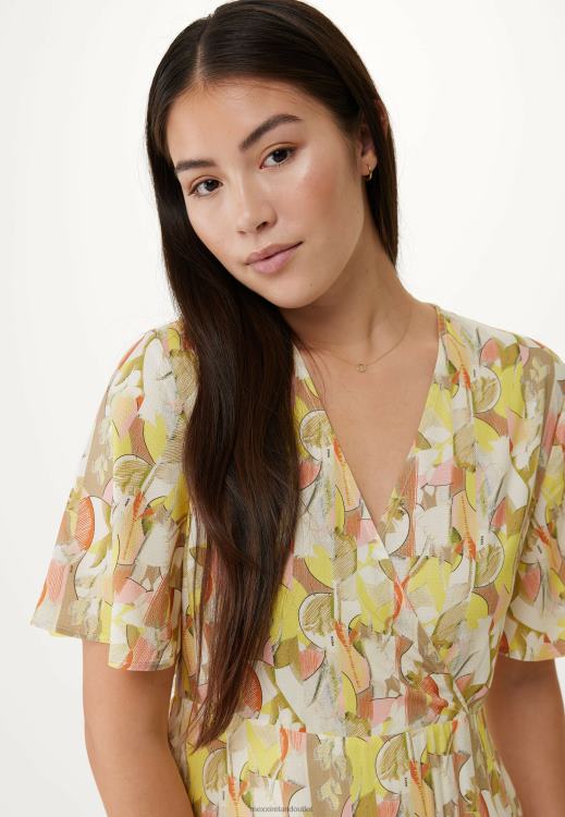 Mexx Wrap Dress Short Sleeves Lime Yellow 0T44H83 Women