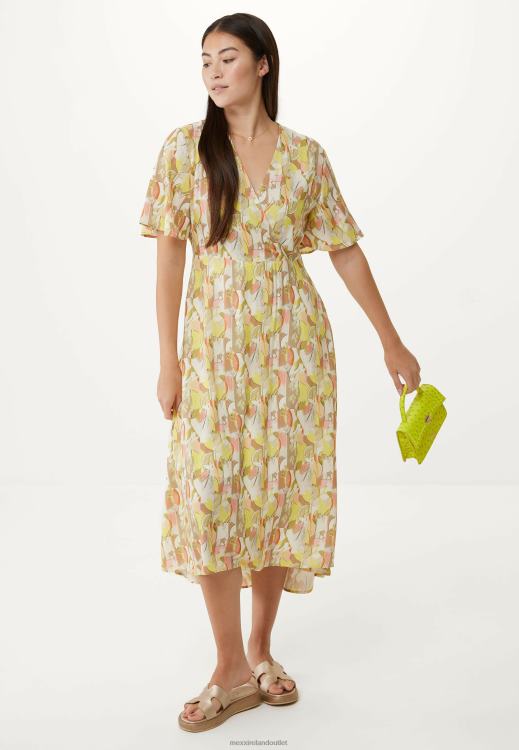 Mexx Wrap Dress Short Sleeves Lime Yellow 0T44H83 Women