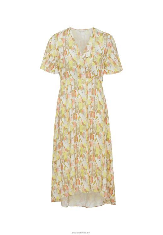 Mexx Wrap Dress Short Sleeves Lime Yellow 0T44H83 Women