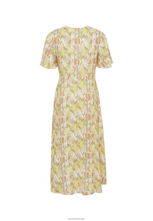 Mexx Wrap Dress Short Sleeves Lime Yellow 0T44H83 Women