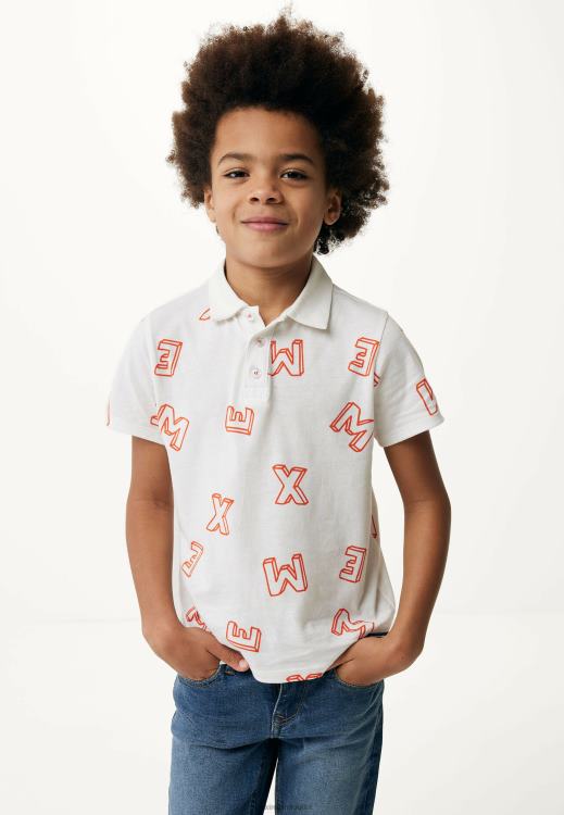 Mexx Polo Print Off White Orange 0T44H901 Boys