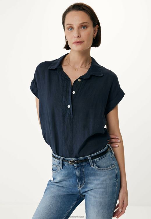 Mexx Short Sleeve Blouse Navy Blue 0T44H37 Women