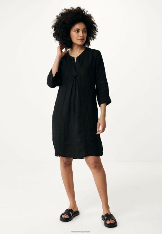Mexx Linen Dress Black Schwarz 0T44H39 Women