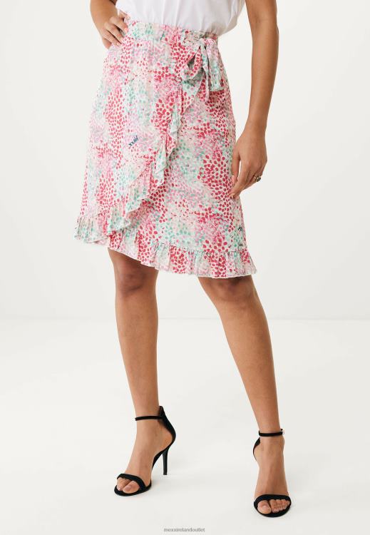 Mexx Printed Wrap Skirt Aqua Green Pink 0T44H24 Women
