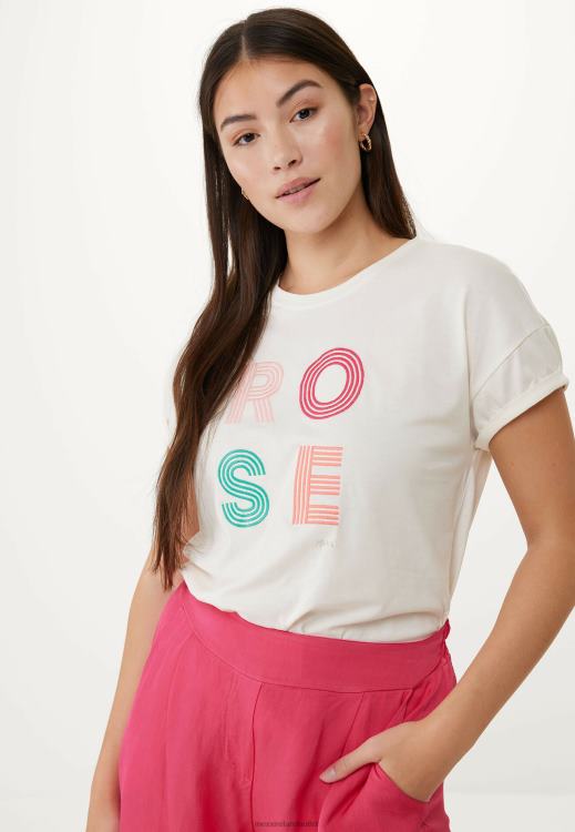 Mexx Short Sleeve T-shirt Artwork Off White Beige 0T44H28 Women