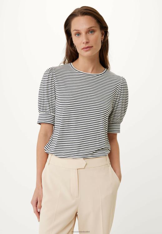 Mexx Striped Puff Sleeve Tee Navy Blue 0T44H10 Women