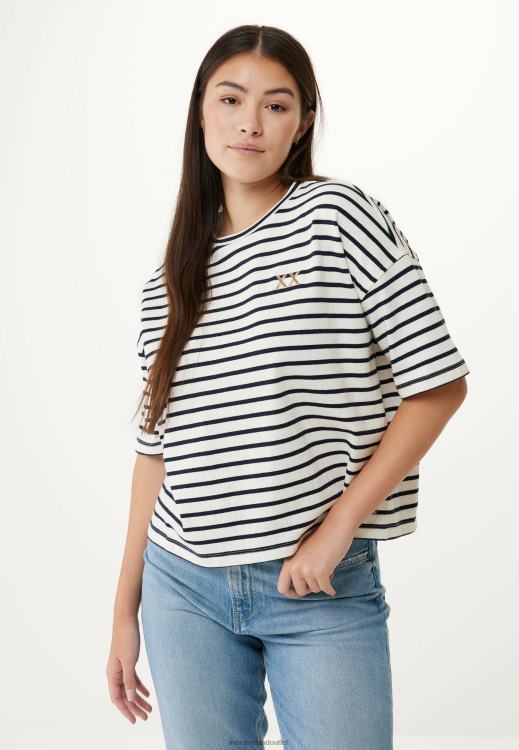 Mexx Striped Short Sleeve T-shirt Beige 0T44H19 Women