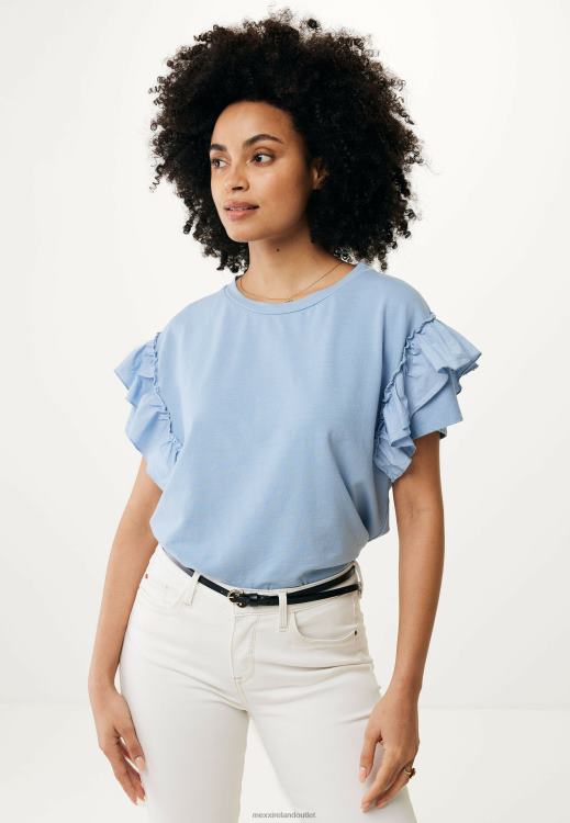 Mexx Top Ruffle Sleeves Baby Blue 0T44H43 Women